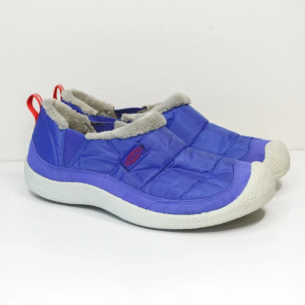 KEEN Howser Puffer Slippers Shoes Quilted Fleece Lined Cozy Warm Blue Big Kids 5